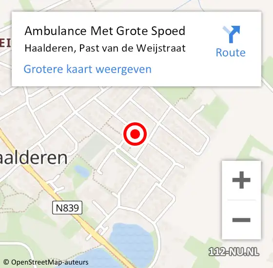 Locatie op kaart van de 112 melding: Ambulance Met Grote Spoed Naar Haalderen, Past van de Weijstraat op 10 april 2020 19:39