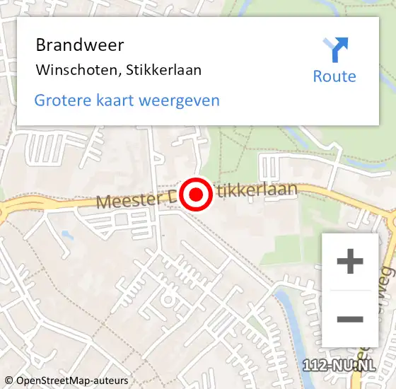Locatie op kaart van de 112 melding: Brandweer Winschoten, Stikkerlaan op 10 april 2020 20:03