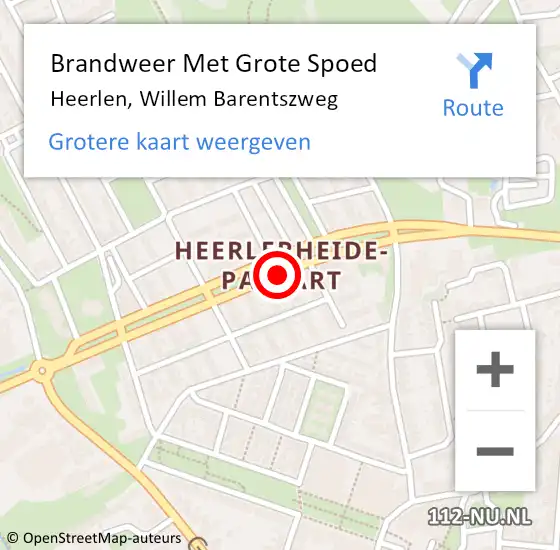 Locatie op kaart van de 112 melding: Brandweer Met Grote Spoed Naar Heerlen, Willem Barentszweg op 10 april 2020 21:18