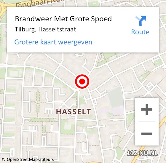 Locatie op kaart van de 112 melding: Brandweer Met Grote Spoed Naar Tilburg, Hasseltstraat op 10 april 2020 21:33