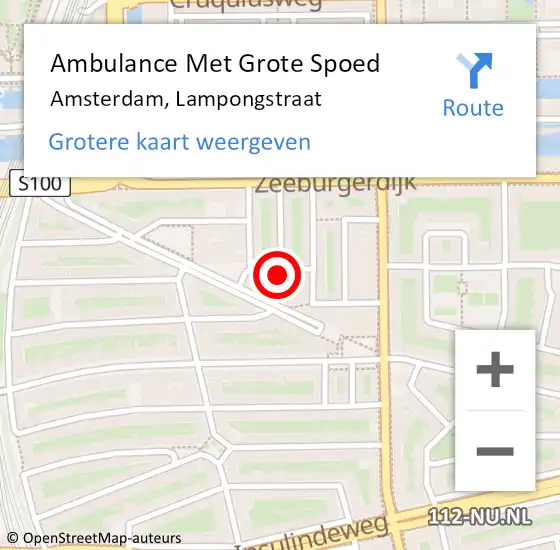 Locatie op kaart van de 112 melding: Ambulance Met Grote Spoed Naar Amsterdam, Lampongstraat op 10 april 2020 21:45
