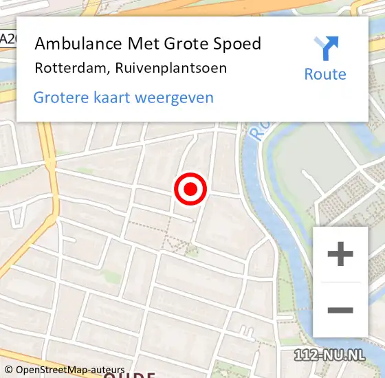 Locatie op kaart van de 112 melding: Ambulance Met Grote Spoed Naar Rotterdam, Ruivenplantsoen op 10 april 2020 21:47
