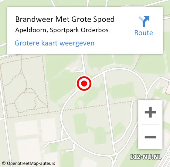 Locatie op kaart van de 112 melding: Brandweer Met Grote Spoed Naar Apeldoorn, Sportpark Orderbos op 10 april 2020 22:07