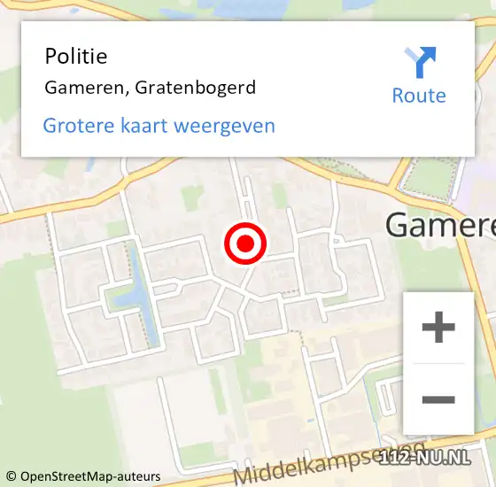 Locatie op kaart van de 112 melding: Politie Gameren, Gratenbogerd op 10 april 2020 22:47