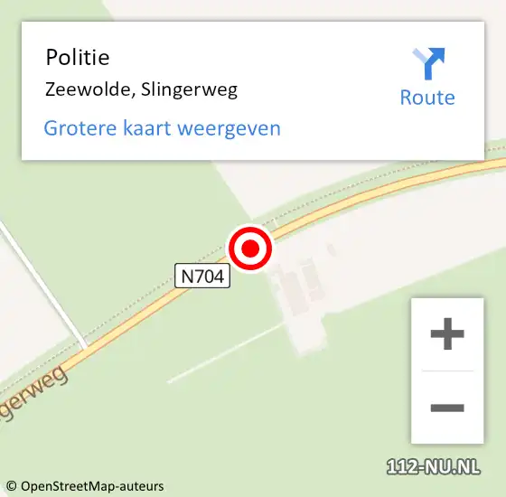 Locatie op kaart van de 112 melding: Politie Zeewolde, Slingerweg op 11 april 2020 17:12