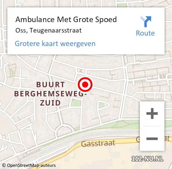 Locatie op kaart van de 112 melding: Ambulance Met Grote Spoed Naar Oss, Teugenaarsstraat op 11 april 2020 17:16