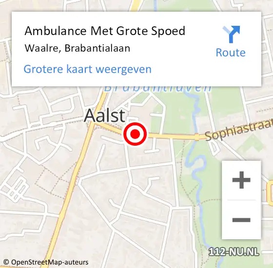 Locatie op kaart van de 112 melding: Ambulance Met Grote Spoed Naar Waalre, Brabantialaan op 11 april 2020 19:56