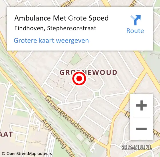 Locatie op kaart van de 112 melding: Ambulance Met Grote Spoed Naar Eindhoven, Stephensonstraat op 11 april 2020 20:15