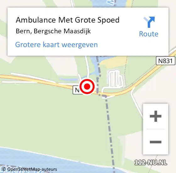 Locatie op kaart van de 112 melding: Ambulance Met Grote Spoed Naar Bern, Bergsche Maasdijk op 3 mei 2014 19:49
