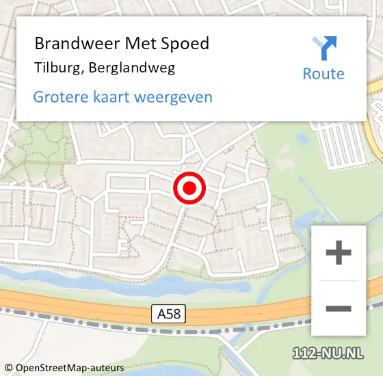 Locatie op kaart van de 112 melding: Brandweer Met Spoed Naar Tilburg, Berglandweg op 11 april 2020 23:22