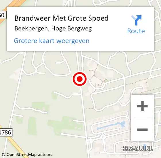 Locatie op kaart van de 112 melding: Brandweer Met Grote Spoed Naar Beekbergen, Hoge Bergweg op 12 april 2020 01:06