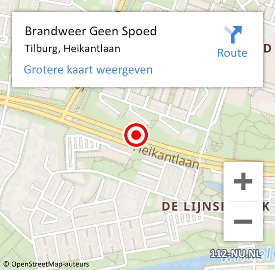 Locatie op kaart van de 112 melding: Brandweer Geen Spoed Naar Tilburg, Heikantlaan op 12 april 2020 03:17