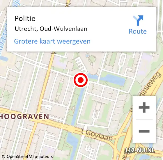 Locatie op kaart van de 112 melding: Politie Utrecht, Oud-Wulvenlaan op 12 april 2020 11:10