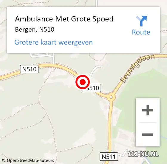 Locatie op kaart van de 112 melding: Ambulance Met Grote Spoed Naar Bergen, N510 op 12 april 2020 12:59