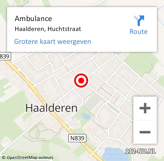 Locatie op kaart van de 112 melding: Ambulance Haalderen, Huchtstraat op 12 april 2020 13:52