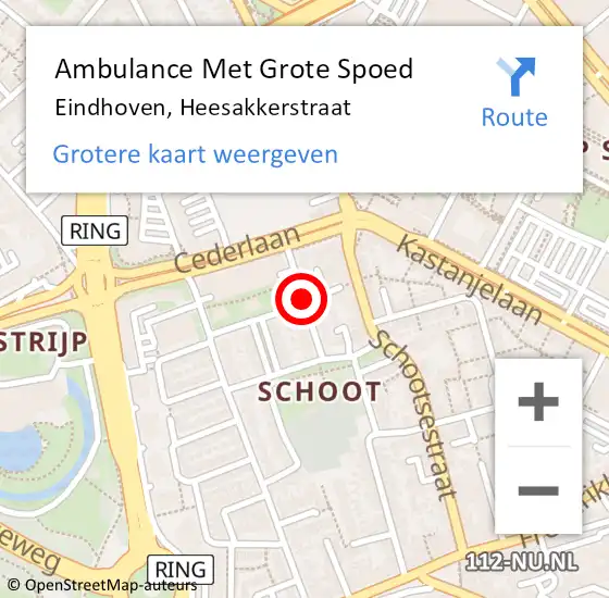 Locatie op kaart van de 112 melding: Ambulance Met Grote Spoed Naar Eindhoven, Heesakkerstraat op 12 april 2020 13:57