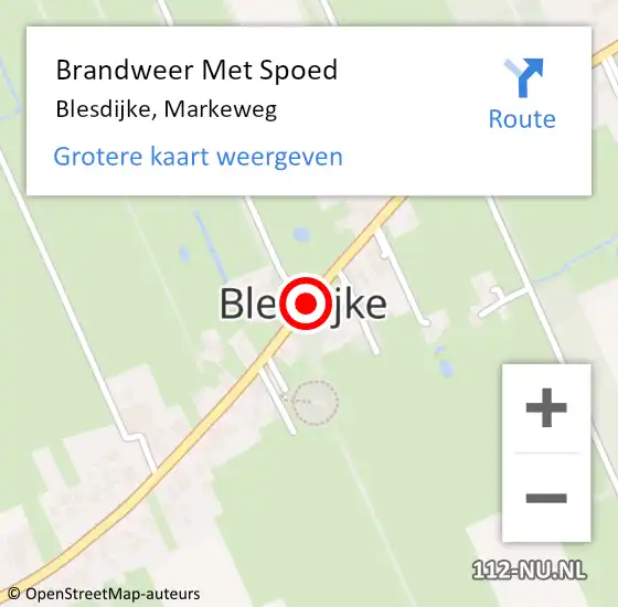 Locatie op kaart van de 112 melding: Brandweer Met Spoed Naar Blesdijke, Markeweg op 12 april 2020 19:11