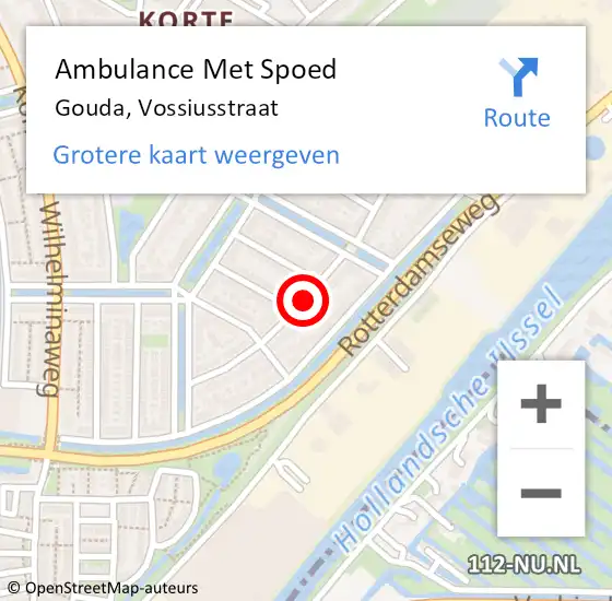 Locatie op kaart van de 112 melding: Ambulance Met Spoed Naar Gouda, Vossiusstraat op 12 april 2020 20:35
