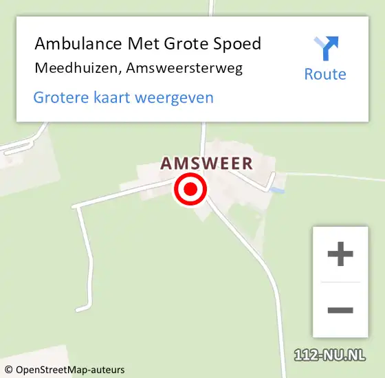 Locatie op kaart van de 112 melding: Ambulance Met Grote Spoed Naar Meedhuizen, Amsweersterweg op 3 mei 2014 21:23