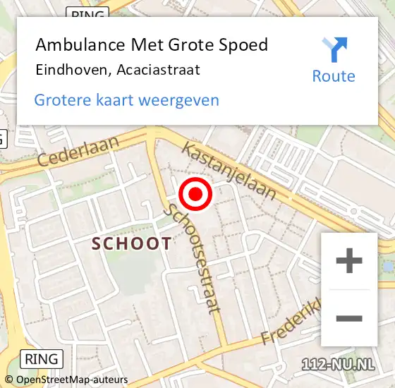 Locatie op kaart van de 112 melding: Ambulance Met Grote Spoed Naar Eindhoven, Acaciastraat op 13 april 2020 04:55