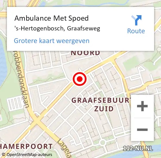 Locatie op kaart van de 112 melding: Ambulance Met Spoed Naar 's-Hertogenbosch, Graafseweg op 13 april 2020 08:58