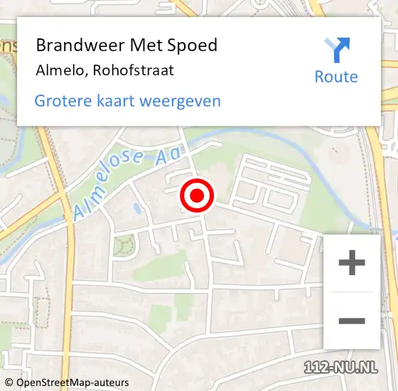 Locatie op kaart van de 112 melding: Brandweer Met Spoed Naar Almelo, Rohofstraat op 13 april 2020 10:12