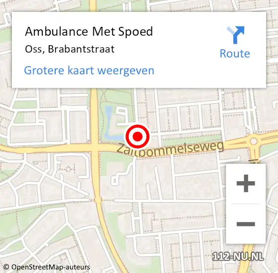 Locatie op kaart van de 112 melding: Ambulance Met Spoed Naar Oss, Brabantstraat op 13 april 2020 11:22
