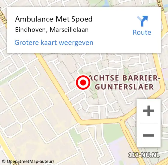Locatie op kaart van de 112 melding: Ambulance Met Spoed Naar Eindhoven, Marseillelaan op 13 april 2020 12:49