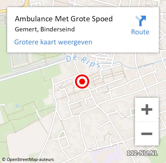 Locatie op kaart van de 112 melding: Ambulance Met Grote Spoed Naar Gemert, Binderseind op 13 april 2020 13:14