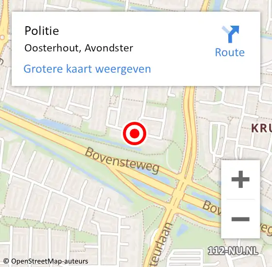 Locatie op kaart van de 112 melding: Politie Oosterhout, Avondster op 3 mei 2014 22:55
