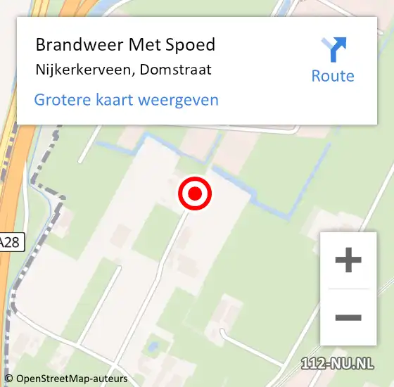 Locatie op kaart van de 112 melding: Brandweer Met Spoed Naar Nijkerkerveen, Domstraat op 13 april 2020 21:39