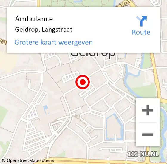 Locatie op kaart van de 112 melding: Ambulance Geldrop, Langstraat op 14 april 2020 04:34