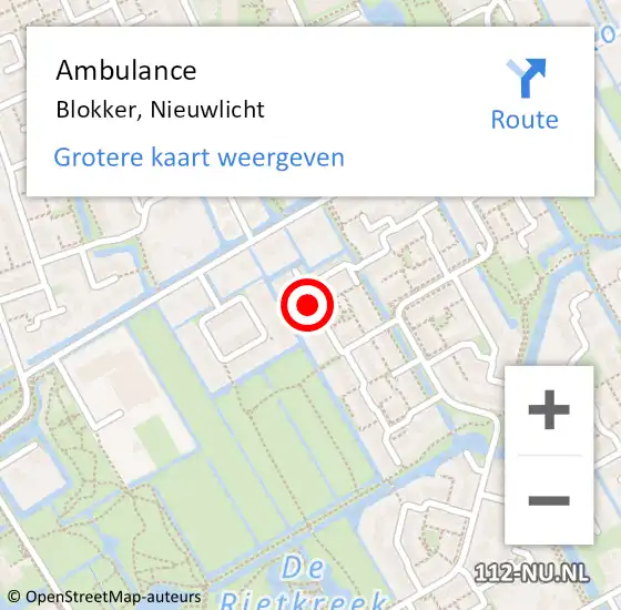 Locatie op kaart van de 112 melding: Ambulance Blokker, Nieuwlicht op 14 april 2020 11:02