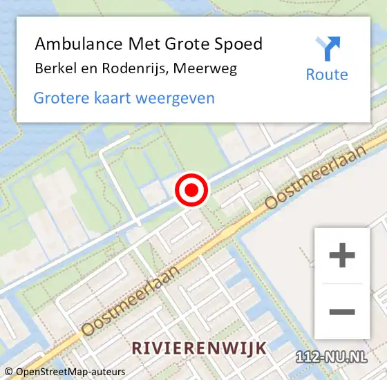 Locatie op kaart van de 112 melding: Ambulance Met Grote Spoed Naar Berkel en Rodenrijs, Meerweg op 14 april 2020 12:26