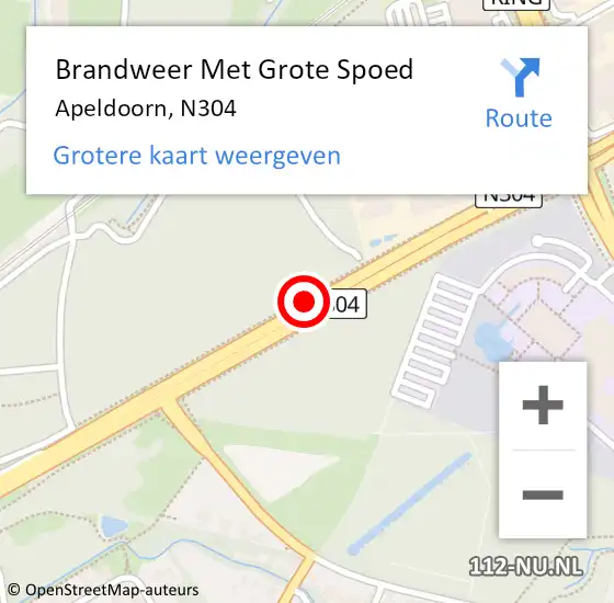 Locatie op kaart van de 112 melding: Brandweer Met Grote Spoed Naar Apeldoorn, N304 op 14 april 2020 17:11