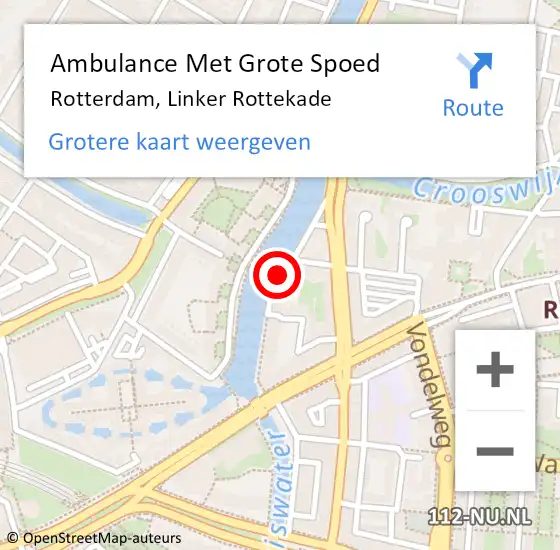 Locatie op kaart van de 112 melding: Ambulance Met Grote Spoed Naar Rotterdam, Linker Rottekade op 14 april 2020 19:15