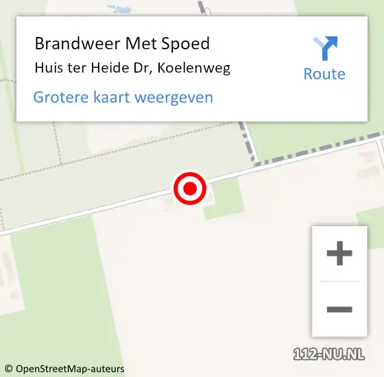 Locatie op kaart van de 112 melding: Brandweer Met Spoed Naar Huis ter Heide Dr, Koelenweg op 15 april 2020 08:56