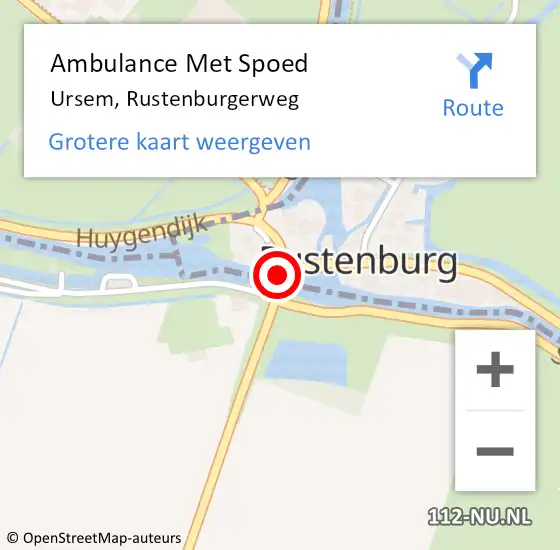 Locatie op kaart van de 112 melding: Ambulance Met Spoed Naar Ursem, Rustenburgerweg op 15 april 2020 09:26