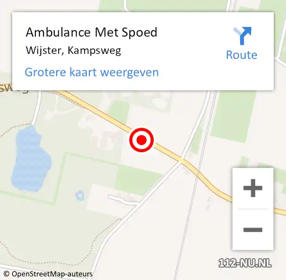 Locatie op kaart van de 112 melding: Ambulance Met Spoed Naar Wijster, Kampsweg op 15 april 2020 14:22