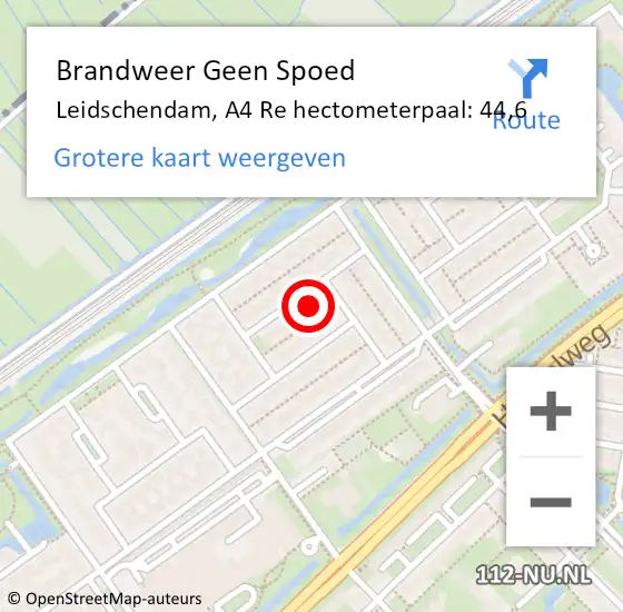 Locatie op kaart van de 112 melding: Brandweer Geen Spoed Naar Leidschendam, A4 Re hectometerpaal: 44,4 op 15 april 2020 15:51