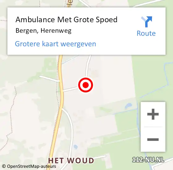 Locatie op kaart van de 112 melding: Ambulance Met Grote Spoed Naar Bergen, Herenweg op 15 april 2020 22:27