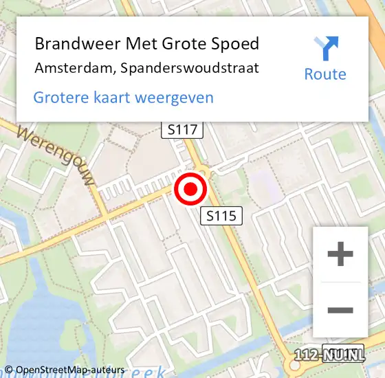 Locatie op kaart van de 112 melding: Brandweer Met Grote Spoed Naar Amsterdam, Spanderswoudstraat op 16 april 2020 05:36
