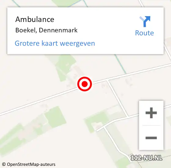 Locatie op kaart van de 112 melding: Ambulance Boekel, Dennenmark op 16 april 2020 08:55