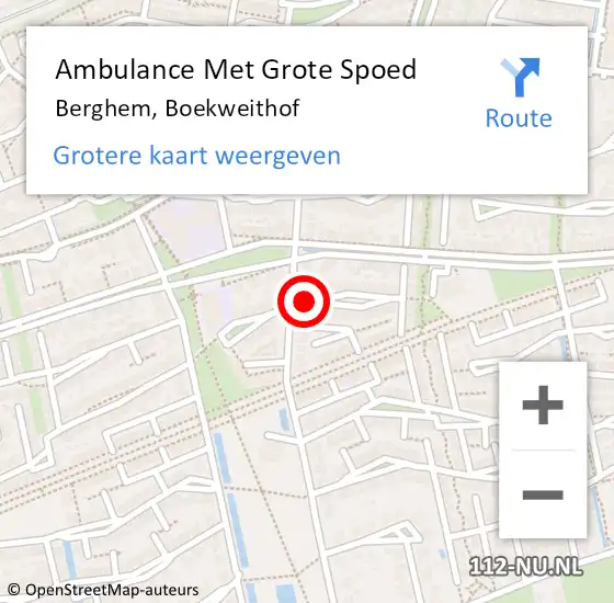 Locatie op kaart van de 112 melding: Ambulance Met Grote Spoed Naar Berghem, Boekweithof op 16 april 2020 12:01