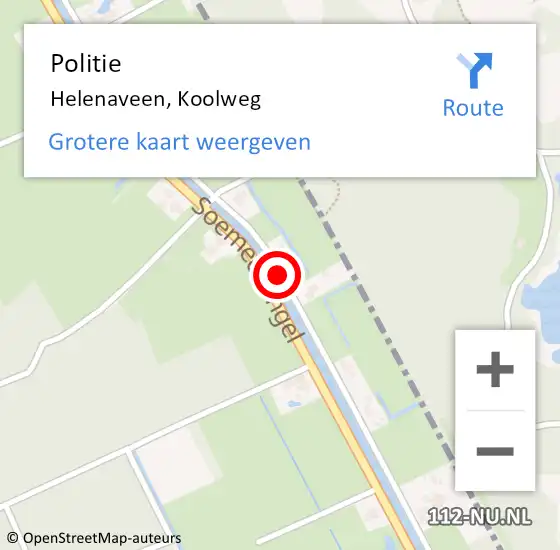 Locatie op kaart van de 112 melding: Politie Helenaveen, Koolweg op 16 april 2020 13:46