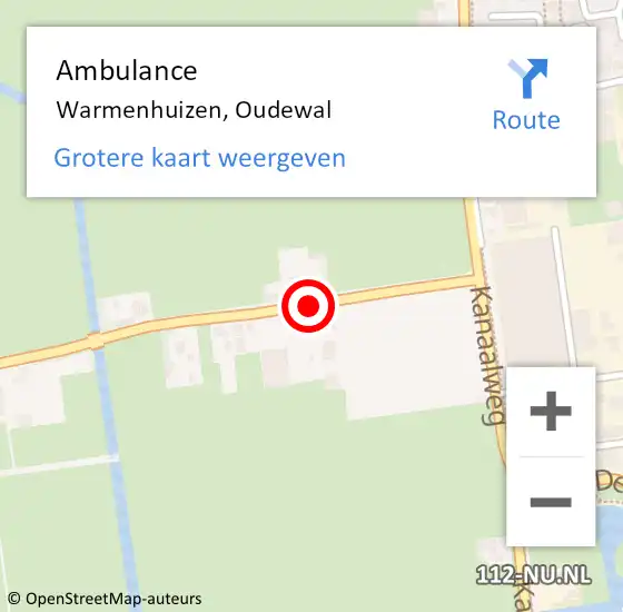 Locatie op kaart van de 112 melding: Ambulance Warmenhuizen, Oudewal op 16 april 2020 17:31