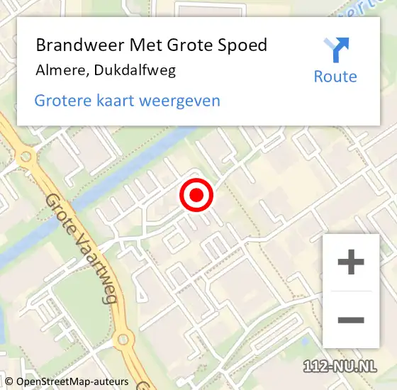 Locatie op kaart van de 112 melding: Brandweer Met Grote Spoed Naar Almere, Dukdalfweg op 16 april 2020 21:55
