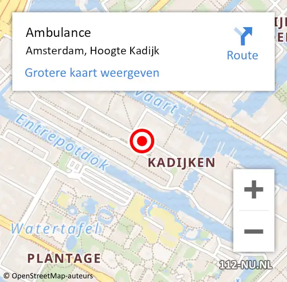 Locatie op kaart van de 112 melding: Ambulance Amsterdam, Hoogte Kadijk op 17 april 2020 14:40