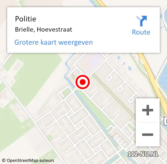 Locatie op kaart van de 112 melding: Politie Brielle, Hoevestraat op 17 april 2020 15:28