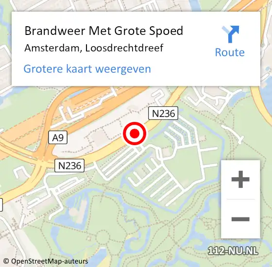 Locatie op kaart van de 112 melding: Brandweer Met Grote Spoed Naar Amsterdam, Loosdrechtdreef op 17 april 2020 16:10